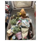 Box Lot With Stuffed Dachshund, Home Decor,