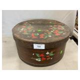 Lined Handpainted Wooden Cheese Box With Nativity