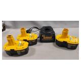 (1) DeWALT Battery Charger & (3) 18V Batteries