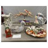 Jim Shore Rabbit, Majolica Rooster Pitcher, Fitz