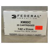 (20) Rounds Of Federal 7.62x51mm Ammo