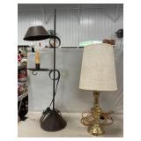 Rustic Candle Lamp, Brass-Like Lamp