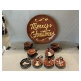 Contemporary Redware Platter & Ornaments