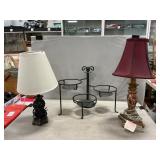 Plant Stand & (2) Small Table Lamps (1 Lamp Has