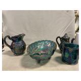 Indiana Glass Grape Pattern Carnival Fruit Bowl,