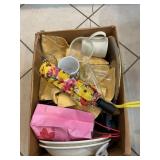 Box Lot With Pie Plates, Glassware, Housewares,