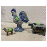 Salt Glazed Pittery Rooster, Cow & Sheep (Rooster