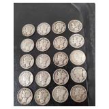 (20) U.S. Silver Mercury Dimes (90% Silver)