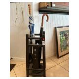 Vintage Wooden Arts & Crafts-Style Umbrella/Cane
