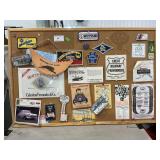Bulletin Board With Vintage Advertising, Patches,