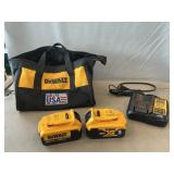 DeWalt Toolbag With (2) 20V Batteries & Charger