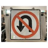 Metal No U-Turns Road Sign