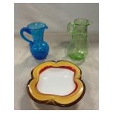 Italian MCM Biomorphic Glass Ashtray, Green