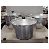 (3) Aluminum Stock Pots (17 Quart, 20 Quart & ?)