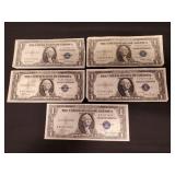 (5) U.S. Silver Certificate One Dollar Bills