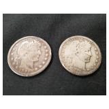 (2) U.S. Silver Barber Quarters (1898 & 1916 /