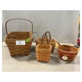 (3) Longaberger Baskets, (1) Unmarked Berry