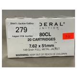 (20) Rounds Of Federal 7.62x51mm Ammo
