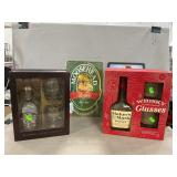 Liquor Bottle/Glass Sets, Metal Moosehead & Capt.