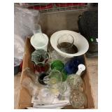 Box Lot With Vases, Glassware, Milk Glass,