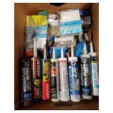 Box Lot Of Assorted Hardware, Caulks, Glues &