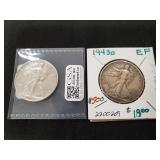 (2) U.S. Silver Walking Liberty Half Dollar Coins
