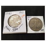 (2) U.S. Silver Walking Liberty Half Dollar Coins