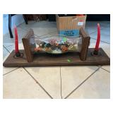 Vintage Wooden Table Topper With Floral