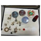 Phillies Badges & Costume Jewelry In Display Box