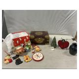 Wooden Jewelry Box, Votive Holder, Signed Clay