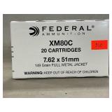 (20) Rounds Of Federal 7.62x51mm Ammo