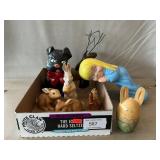 Ceramic Dog & Leaning Girl, Chalkware & Homco