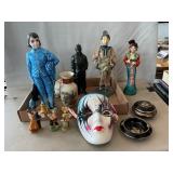 Lot With Souvenir Asian Doll, Coal Miner Figure,