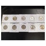 (10) U.S. Silver Quarters (90% Silver)