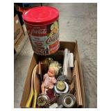 Box Lot With Universal Pitcher, Oil Lamp Base,