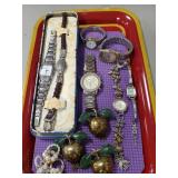 Tray Of Assorted Jewelry & Watches