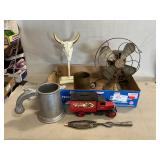 Vintage Polar Club Fan, Pewter Mug, Mortar Shell