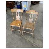 (2) Hand Painted Plank Bottom Chairs