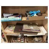 Shelf Lot With Sheet Music, Vintage Magazines,