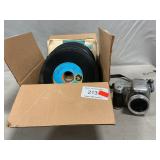 Box with Vintage 45ï¿½s, Kodak Easy Share Camera