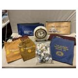 Sessions Electric Marble Clock, Bank Bags,