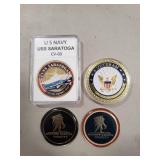 (4) Assorted Commemorative Military Coins/Tokens