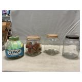 Vintage Crisco Jar + (3) Canister Jars, (1) With