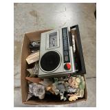 Box Lot With Radio/Cassette, Christmas Decor,