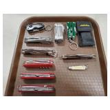 Tray Of Assorted Pocket Knives & Multi-Purpose