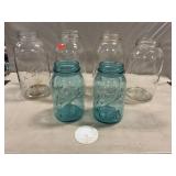 Assorted Mason Jars, (1) Milk Glass Lid Insert