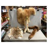 Deer Hoof Lamp Base, Assorted Fur Pieces