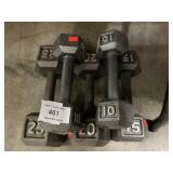(5) Cast Iron Dumbbells