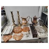 Box Lot Of Assorted Brass, Copper, Silver Plated