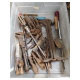 Box Lot Of Assorted Tools & A Plastic Storage